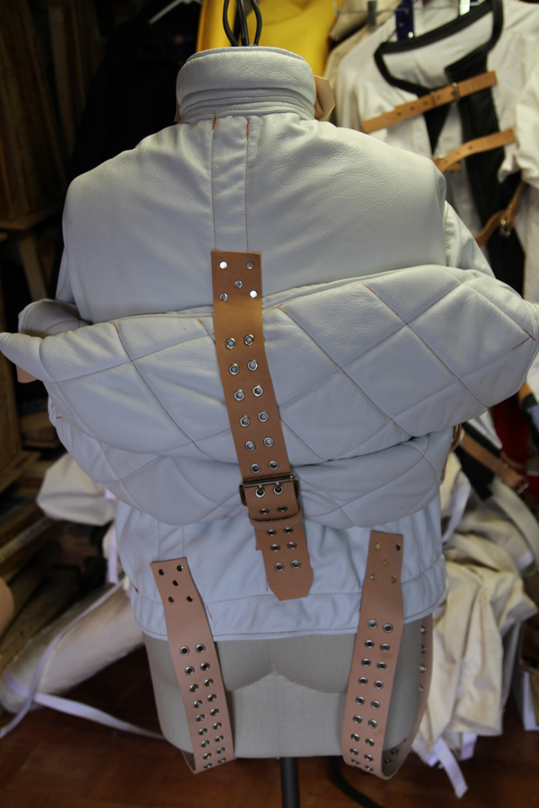 white leather straight jacket